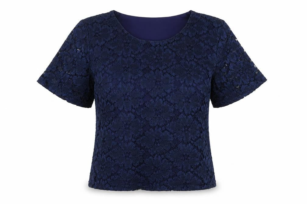 Eastex Women's Blue Lace Short Sleeve Top Size 12