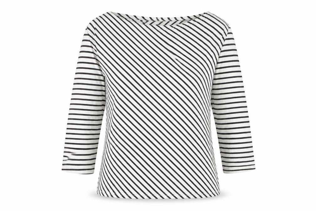 Vyella Women's Boat Neck Striped Top - M, Black/White