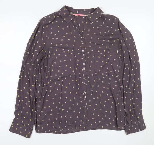 White Stuff Women's Purple Button-Up Shirt Size 10