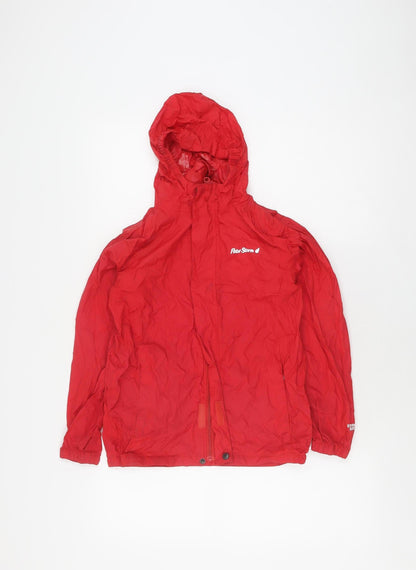 Additional front view of Peter Storm girls’ red waterproof rain coat 9-10 years