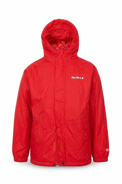 Front view of Peter Storm girls’ red waterproof rain coat 9-10 years