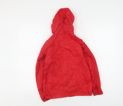 Back view of Peter Storm girls’ red waterproof rain coat 9-10 years