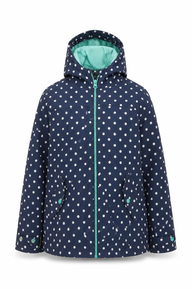 Gelert Girls Blue Polka Dot Rain Coat 11-12 Years Hooded