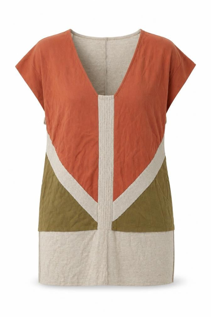 Zara Women's Multicoloured V-Neck T-Shirt, M, Casual Summer Style