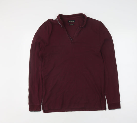 Massimo Dutti Unisex Maroon Polo Size L Classic Fit