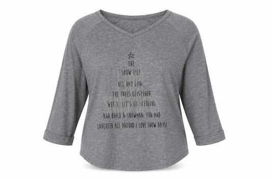 Next Women's Grey V-Neck Relaxed 3/4 Sleeve T-Shirt