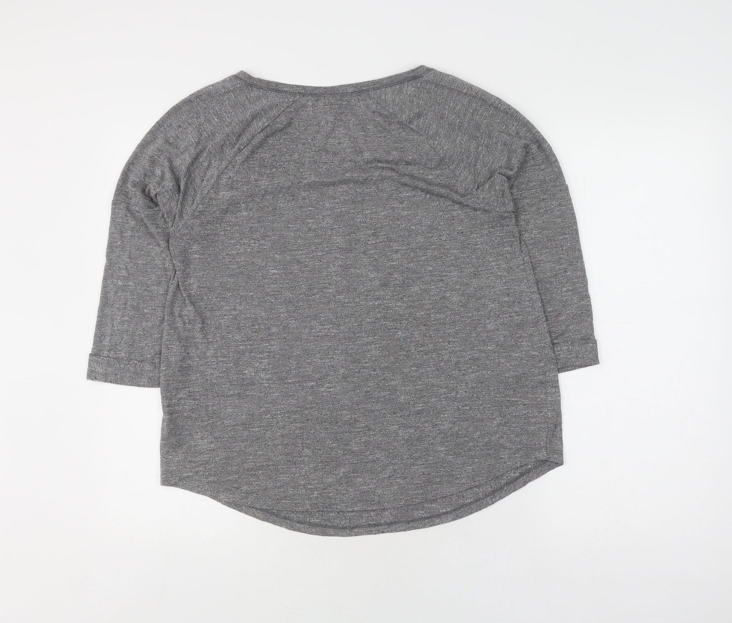 Next Women's Grey V-Neck Relaxed 3/4 Sleeve T-Shirt