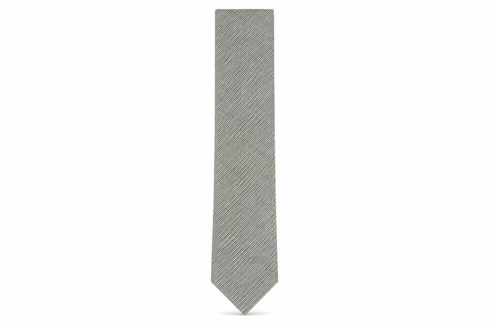 SUPERSMART Men's Grey Striped Silk Slim Tie