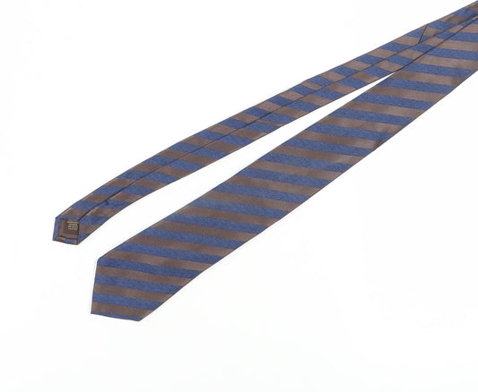 Tasso Elba Men's Brown Blue Striped Silk Slim Tie