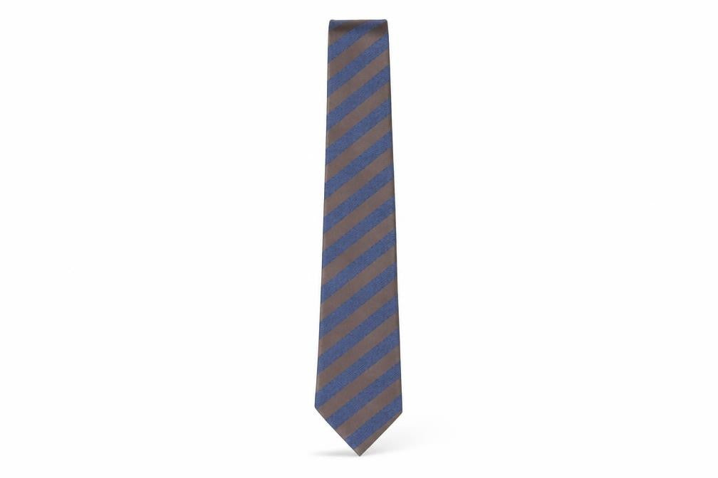 Tasso Elba Men's Brown Blue Striped Silk Slim Tie