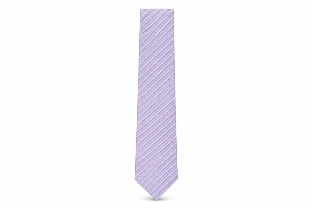 Emporio Armani Men's Purple Silk Striped Tie 100% Silk