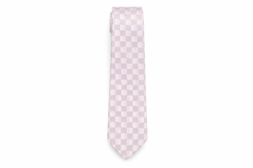 Thomas Nash Men's Pink Checked Silk Tie