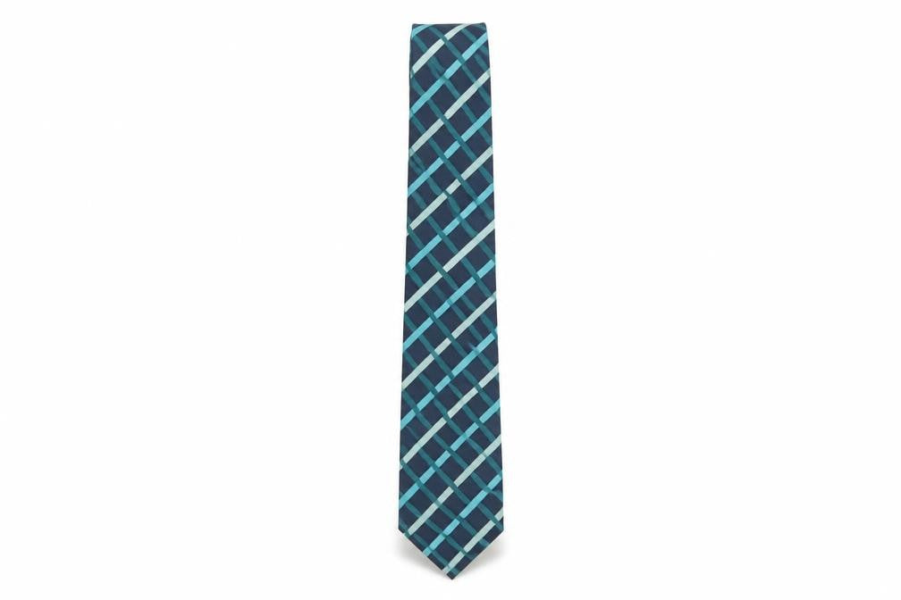 T.M.Lewin Men's Blue Geometric Silk Slim Tie