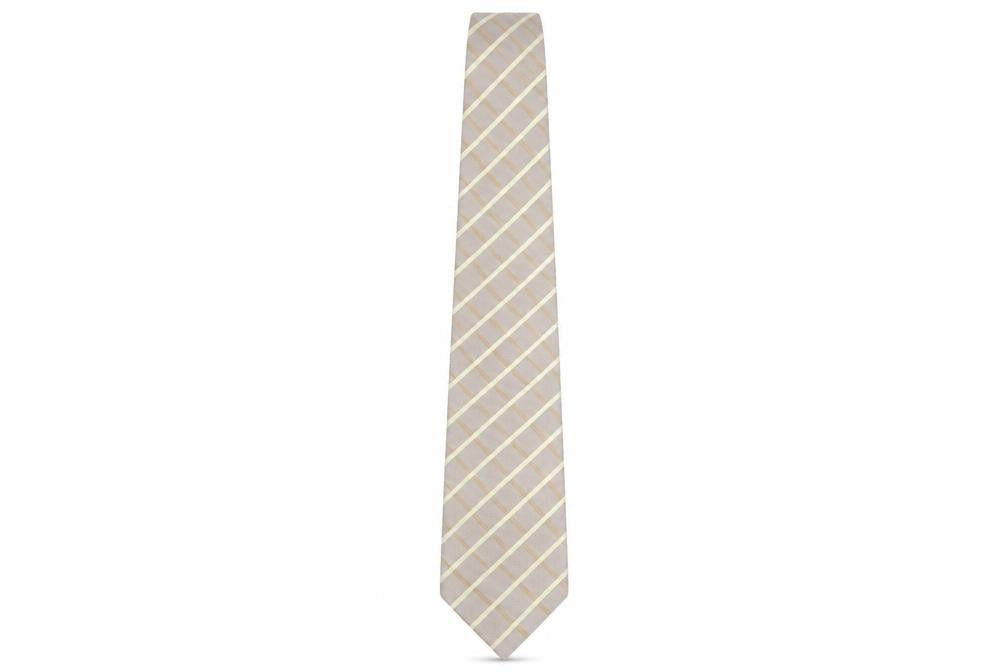 Jeff Banks Mens Beige Plaid Check Silk Tie