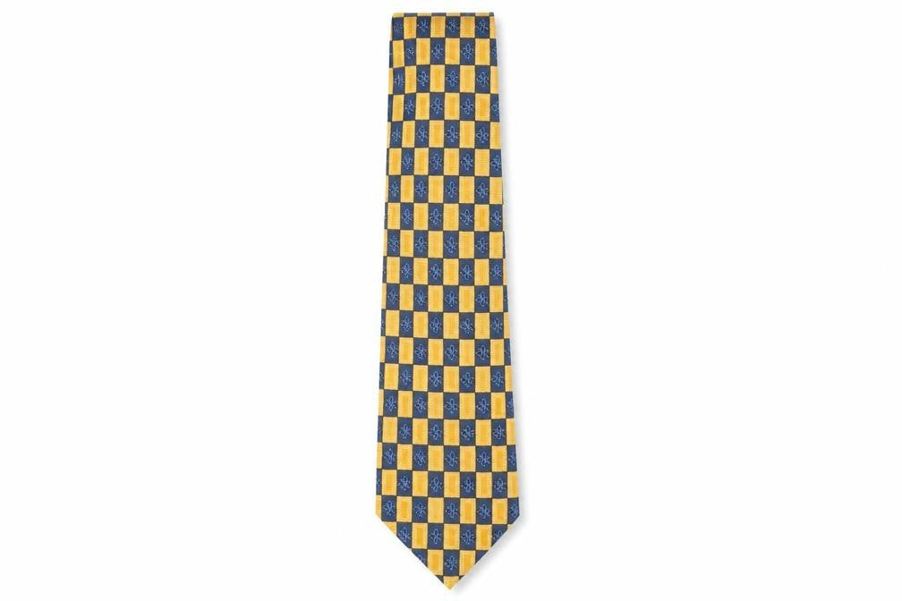 Van Heusen Men's Silk Plaid Tie Blue Yellow One Size