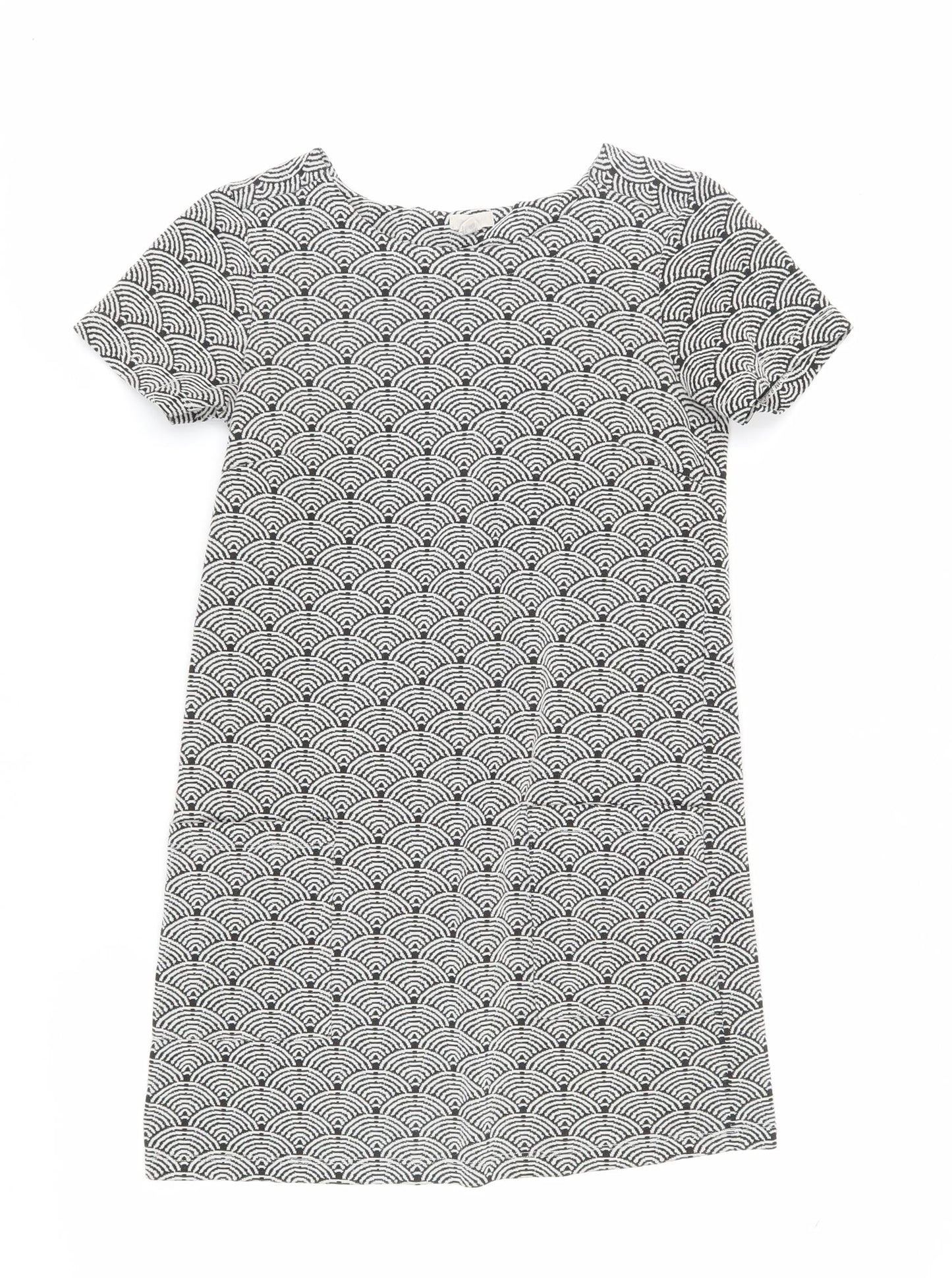 White Stuff Women's Black & White Geometric Shift Dress Size 8
