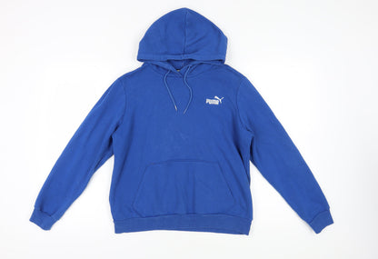 Additional front view of Puma boys’ blue pullover hoodie, size L, with logo