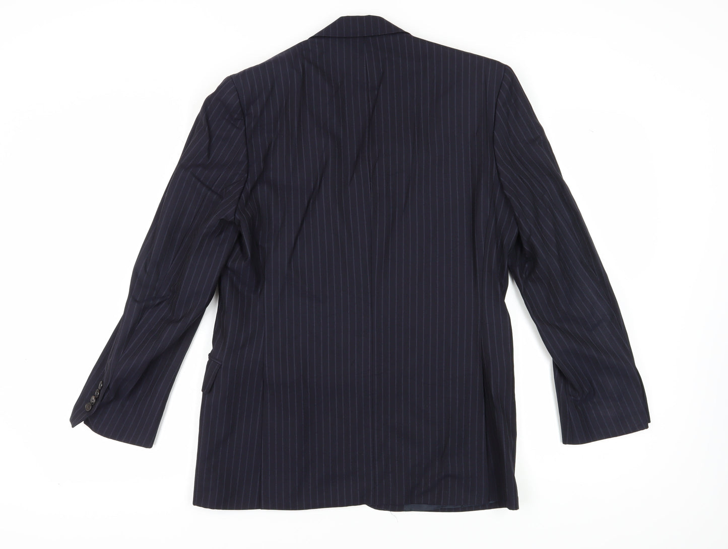 Jaeger Men's Blue 38S Suit Jacket, Striped Pattern