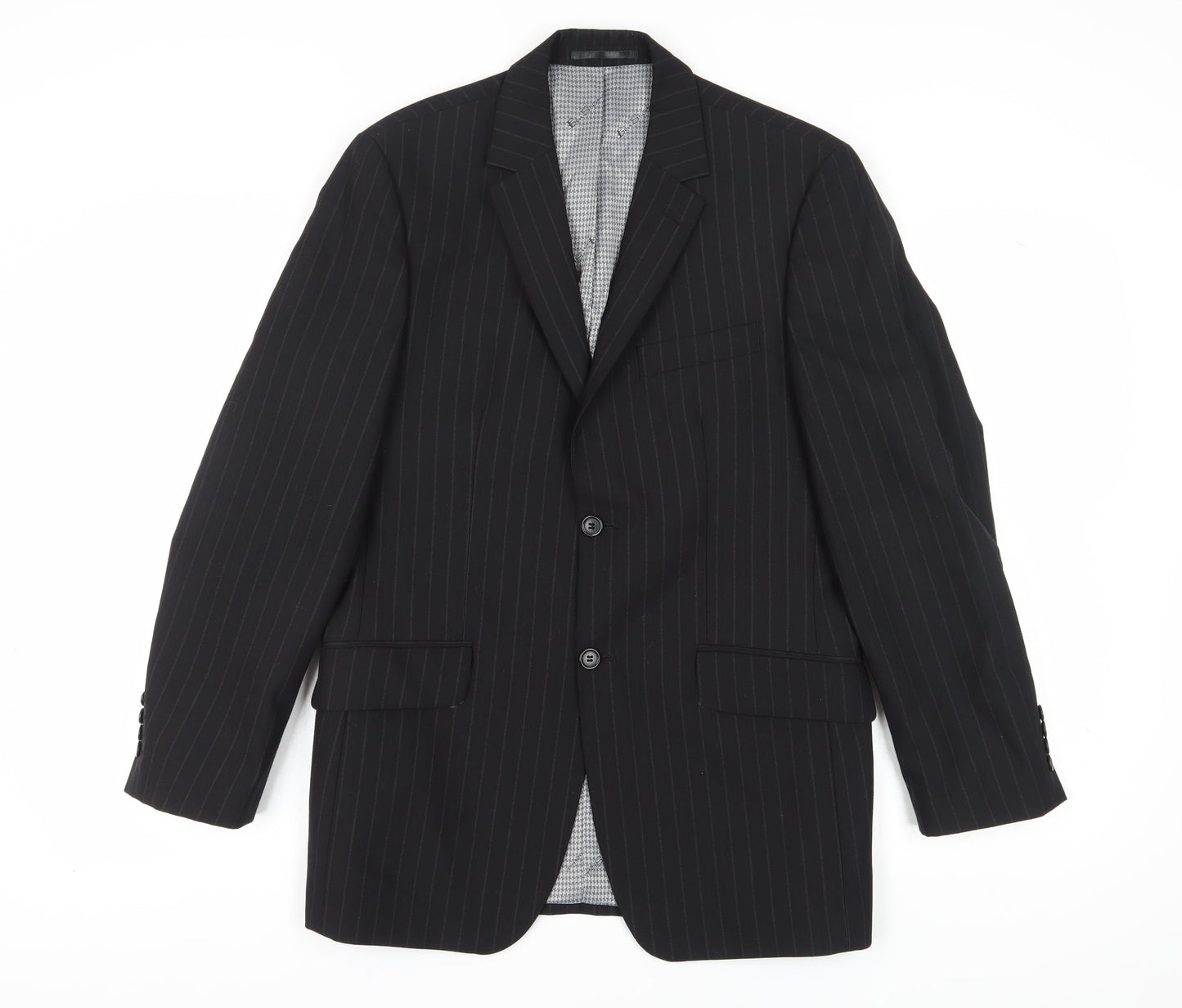 Ben Sherman Men's Black Single Breasted Wool Blend Blazer Jacket Size 38 Regular