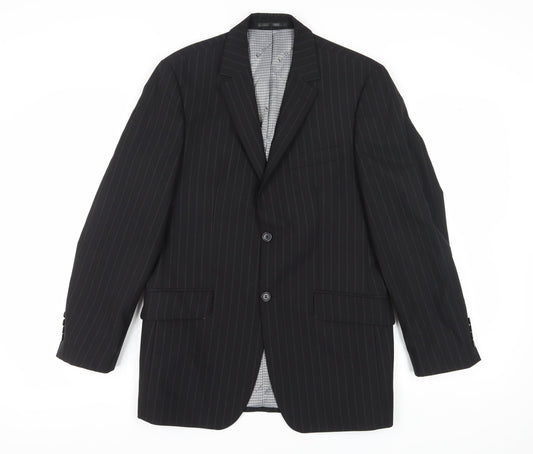 Ben Sherman Men's Black Single Breasted Wool Blend Blazer Jacket Size 38 Regular
