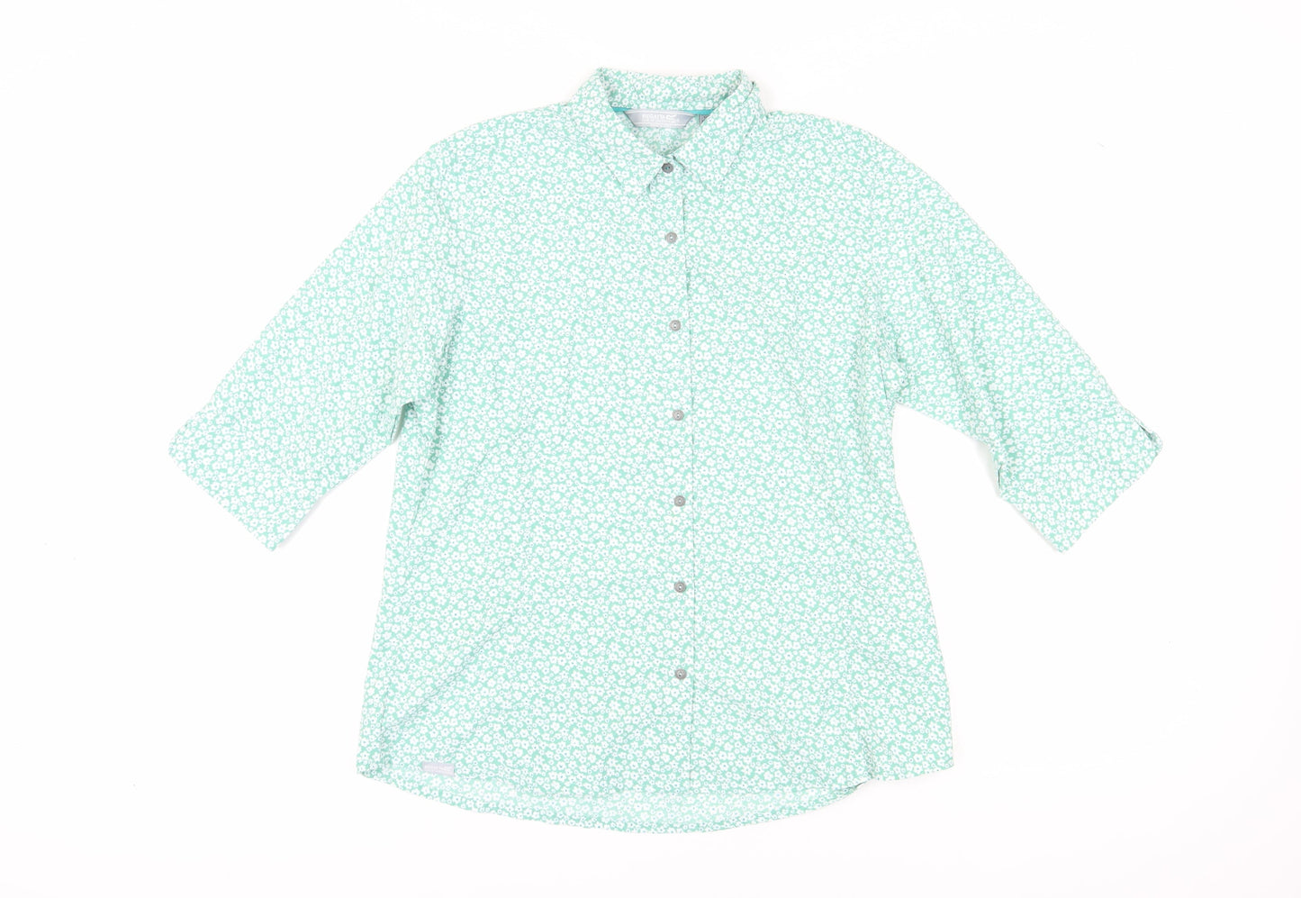 Regatta Women's Green Floral Button-Up Shirt Size 12