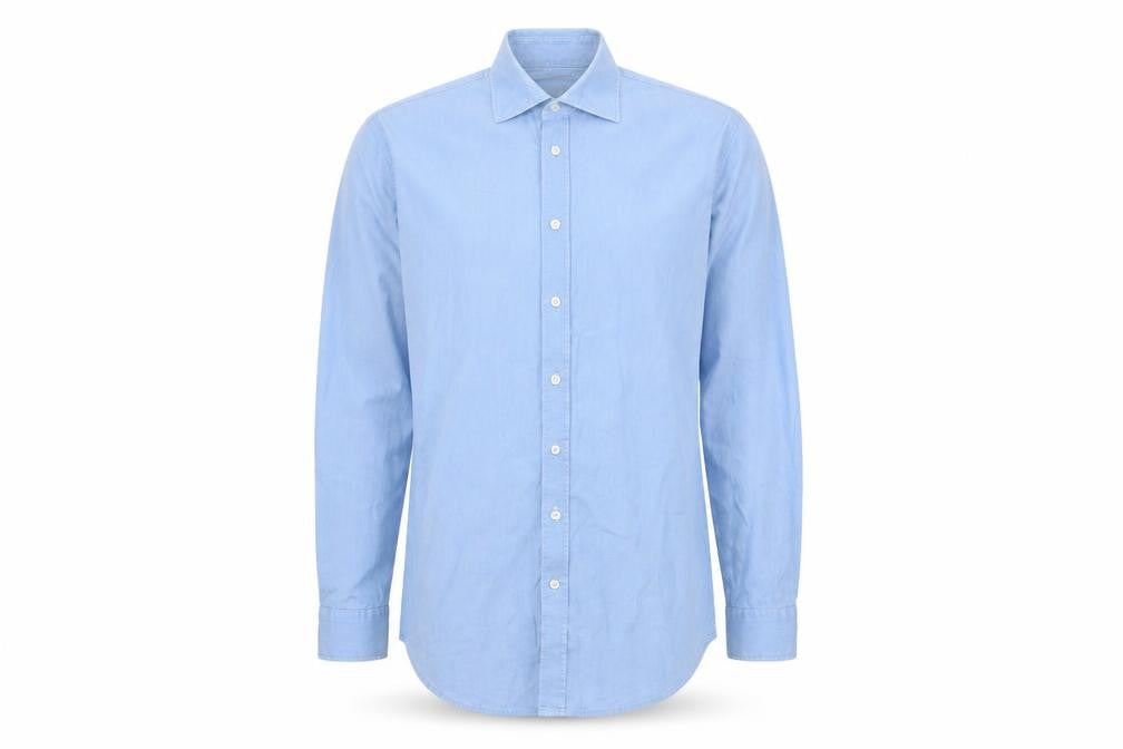 Jaeger Men's Blue Cotton Button-Up Shirt 16.5