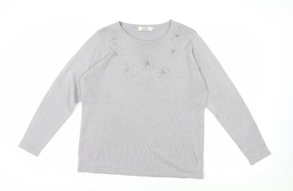 Additional front view of Honor Millburn Women's Grey Beaded jumper L