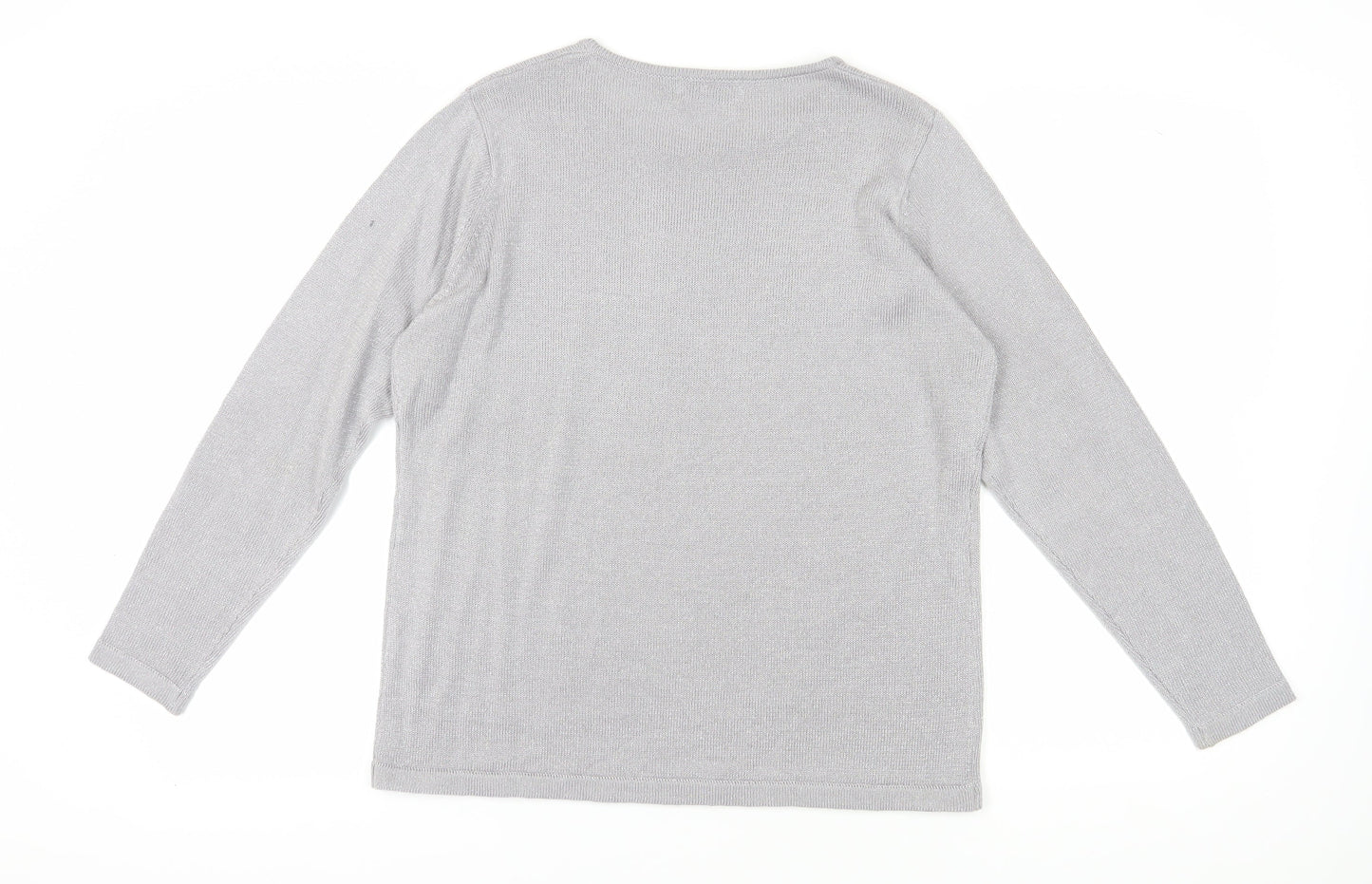 Honor Millburn Women's Grey Beaded Pullover Jumper L