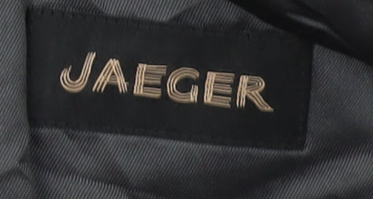 Close-up detail of Jaeger Men's Black Wool Blazer, Size 42S, Formal Wear
