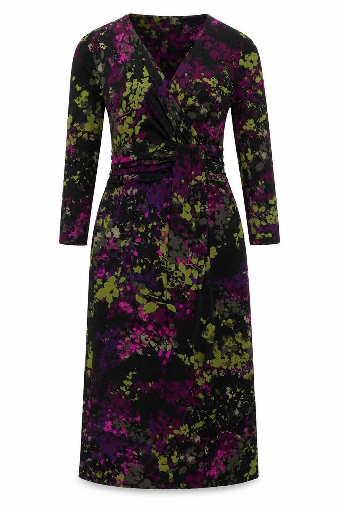 Viyella Women's Multicoloured Floral 8 Midi Wrap Dress