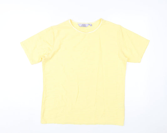 Honor Millburn Women's Yellow Crew Neck T-Shirt, Size 14-16