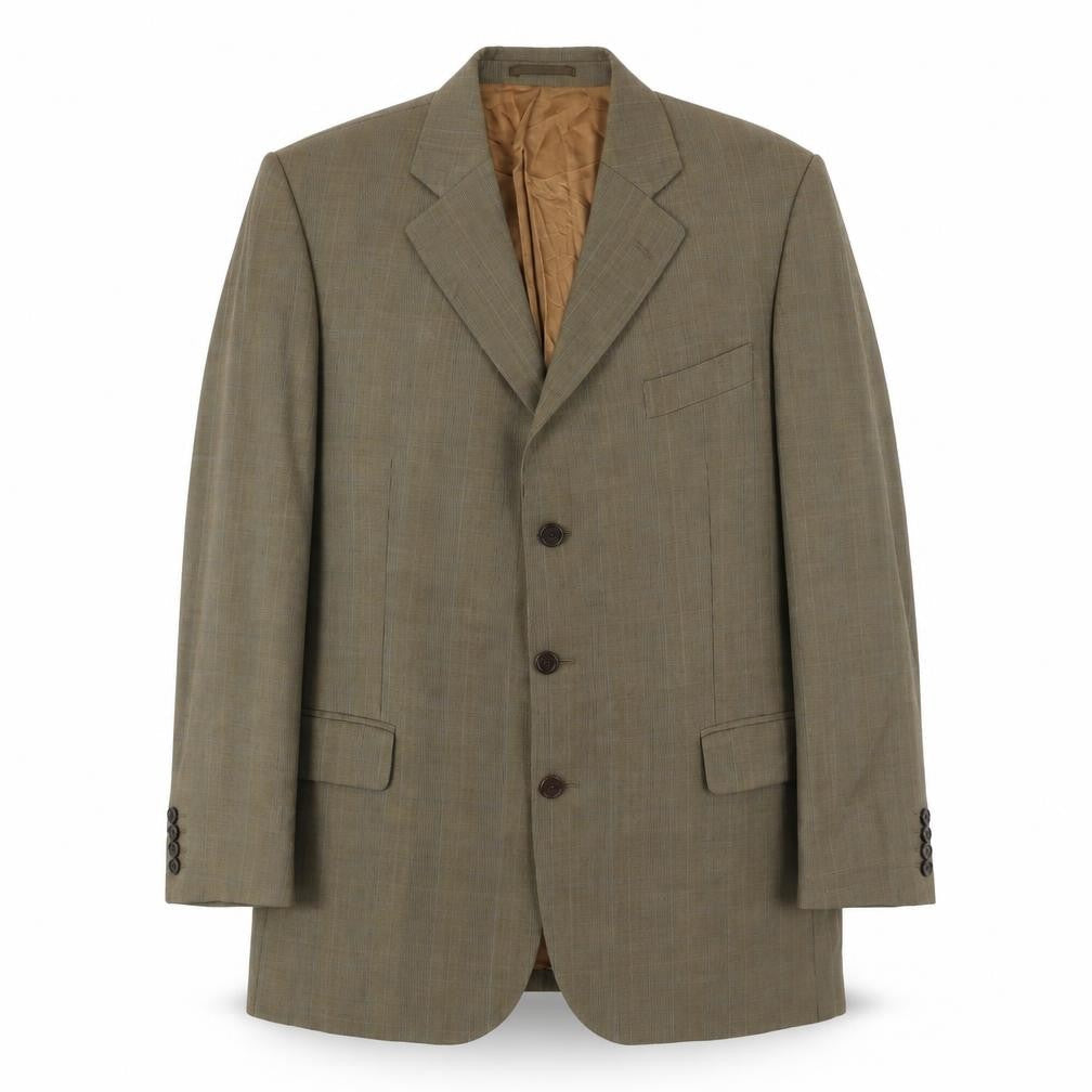 Magee Men's Brown Check Wool Blazer, Size 44R, Classic