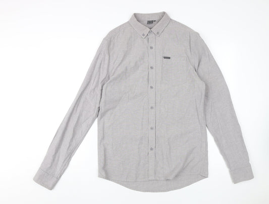 Firetrap Men's Grey Long Sleeve Shirt M Casual