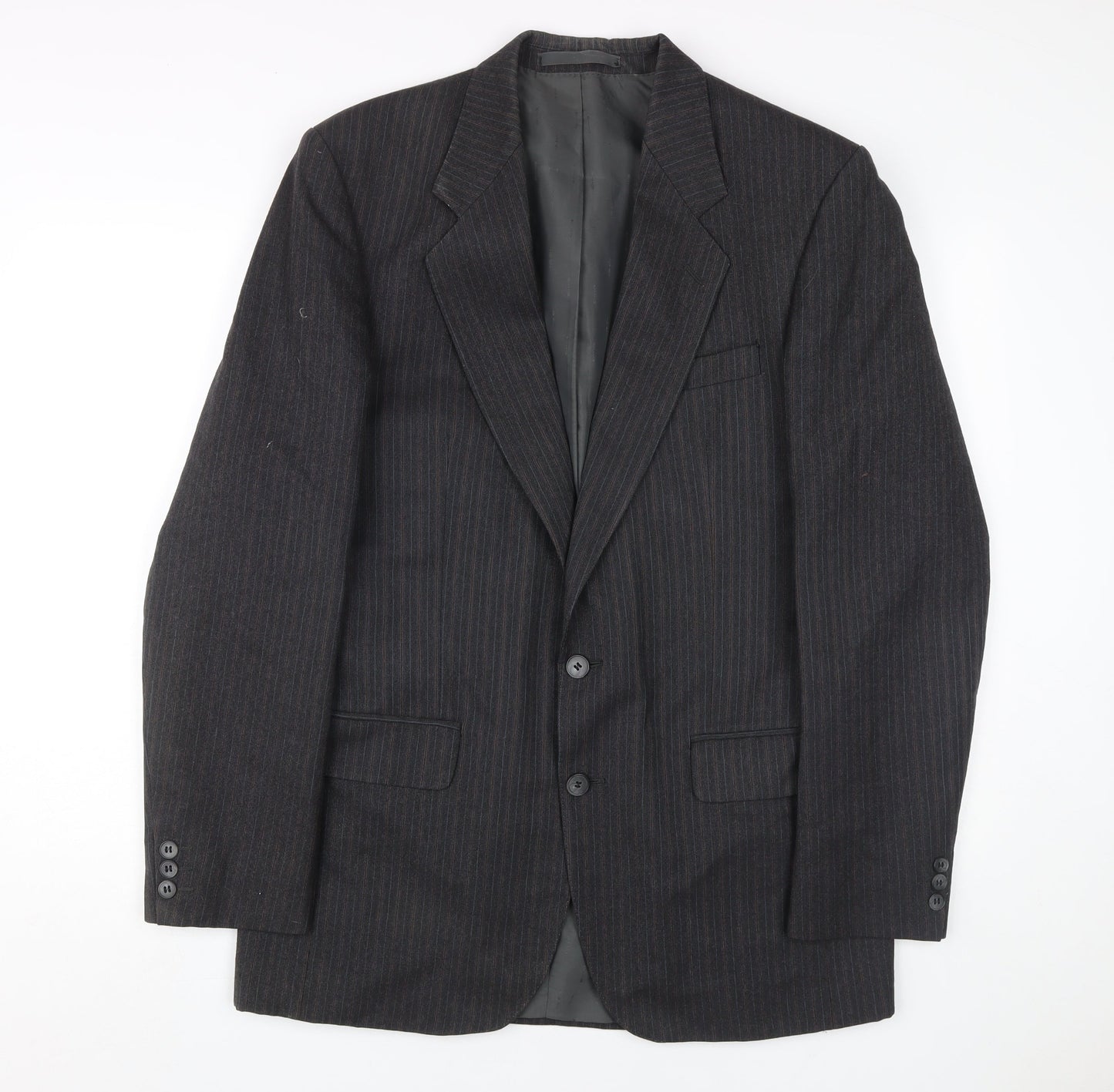 Centaur Men's Black Wool Blazer, UK 40, Striped, Long