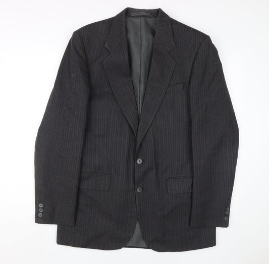 Centaur Men's Black Wool Blazer, UK 40, Striped, Long