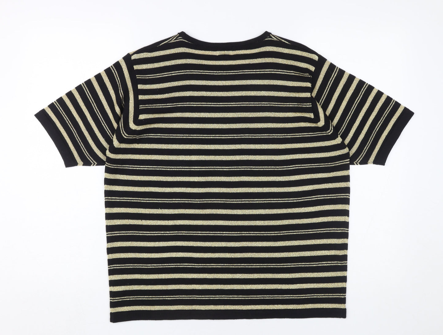 Viyella Unisex Striped Knit T-Shirt, M, Black/Beige