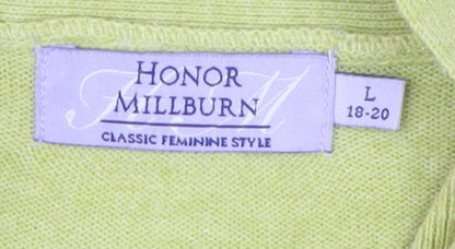 Close-up detail of Honor Millburn Women's Green jumper, size L