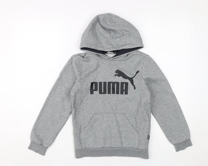 Additional front view of Puma boys’ grey pullover hoodie 9-10 years sports