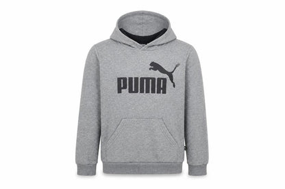 Front view of Puma boys’ grey pullover hoodie 9-10 years sports