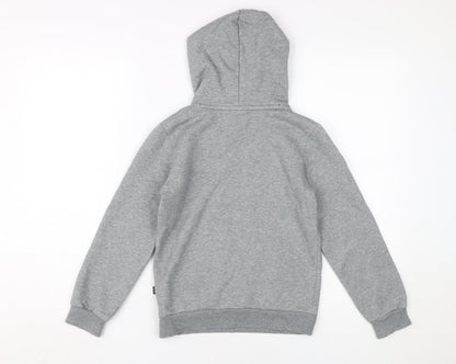 Back view of Puma boys’ grey pullover hoodie 9-10 years sports
