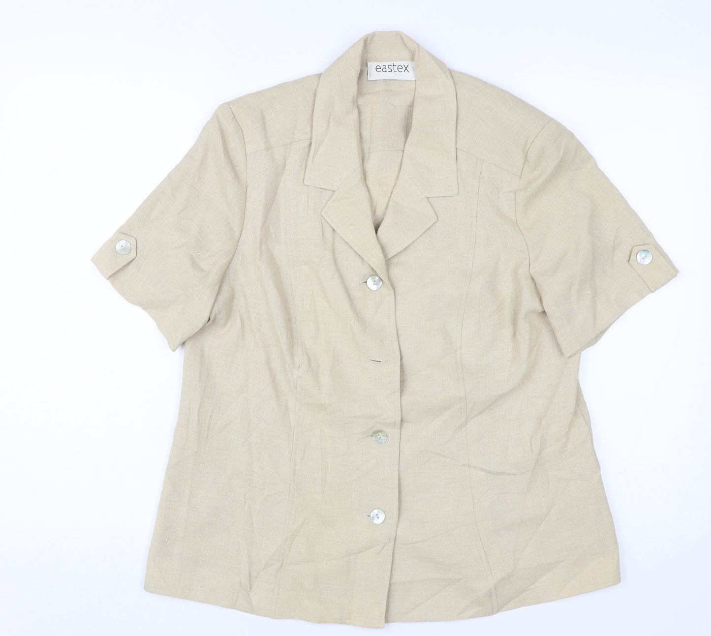 Eastex Women's Beige Blazer, Size 14, Short Sleeve, Button