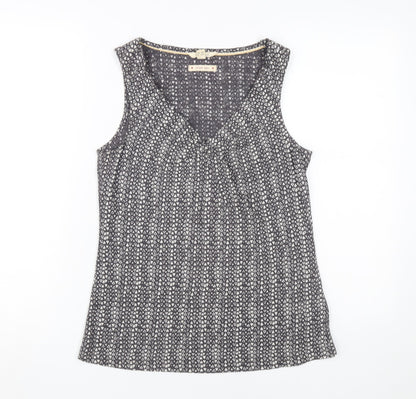 White Stuff Geometric Grey Linen Women's V-Neck Tank