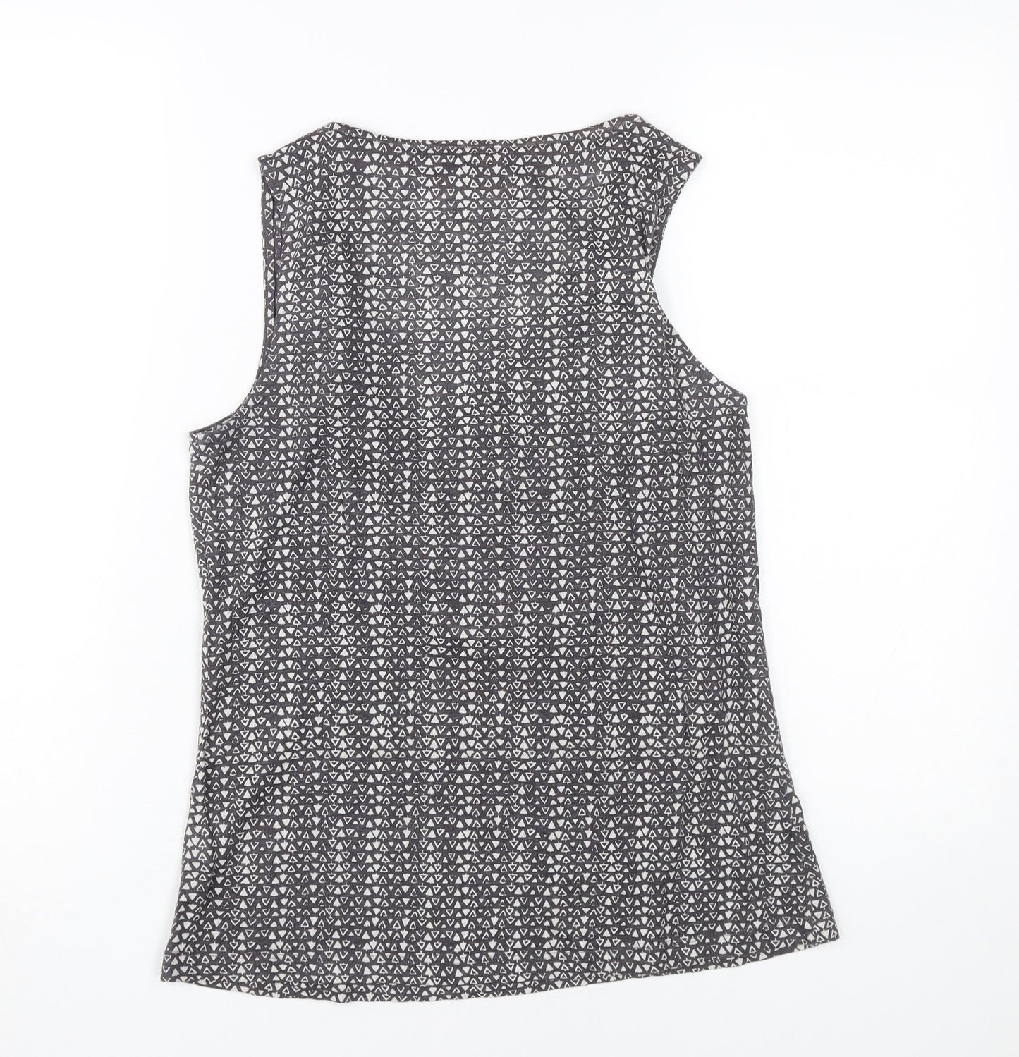 White Stuff Geometric Grey Linen Women's V-Neck Tank