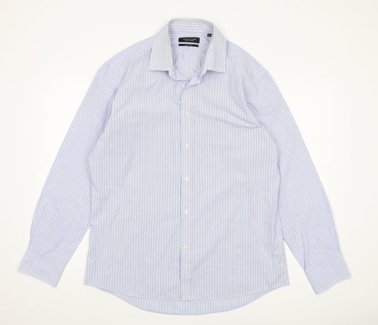 Dehavilland Men's Blue Striped 16.5 Casual Shirt