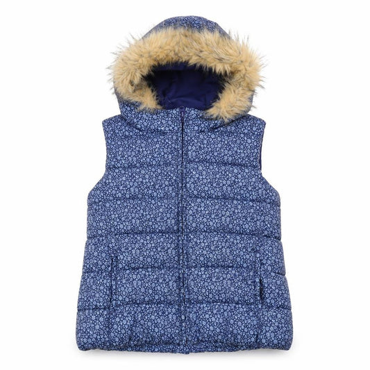 GapKids Girls Blue XXL Puffer Jacket with Fur Trim