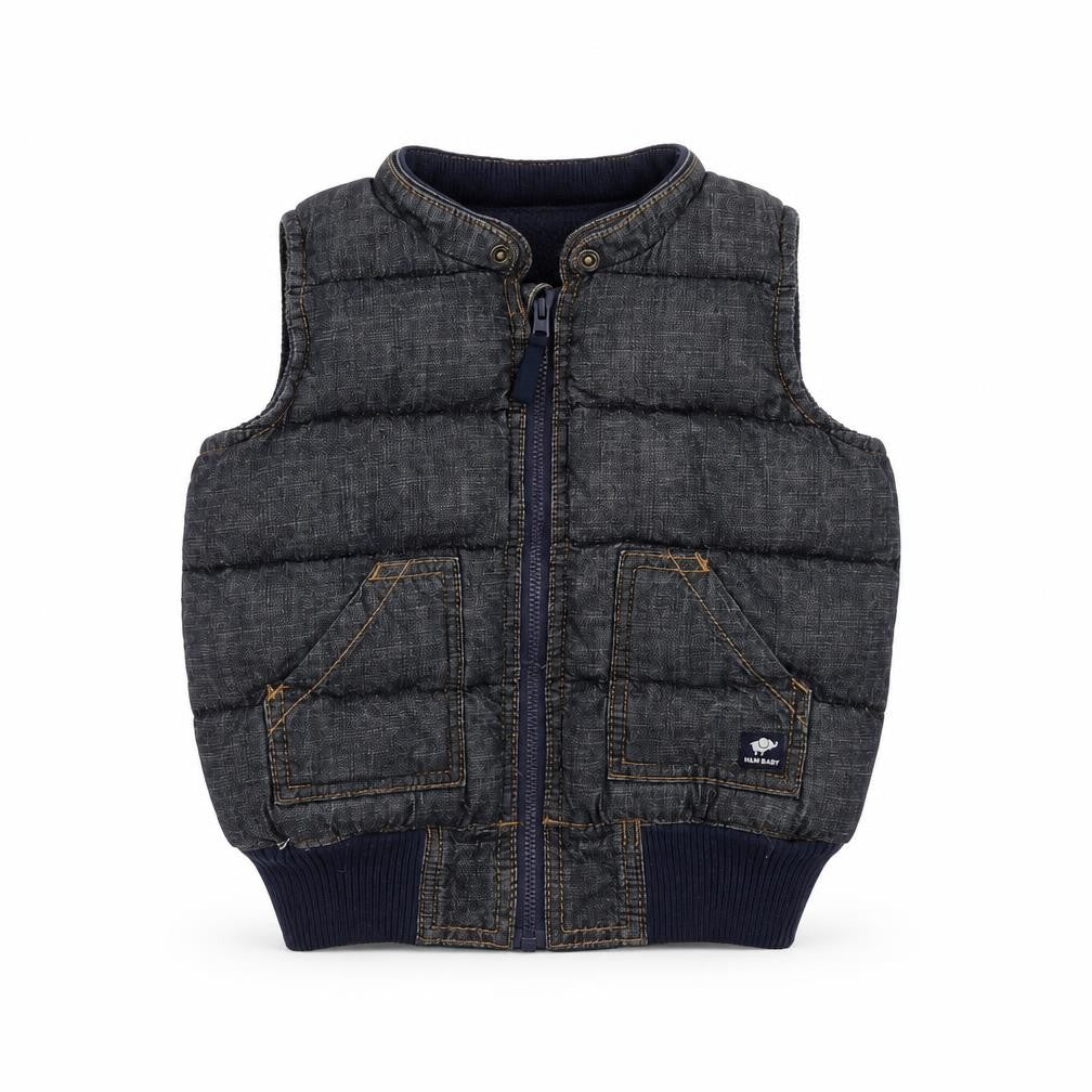 H&M Unisex Baby Grey Puffer Vest 12 Months Casual Sleeveless