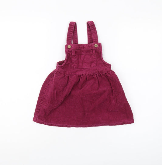 Next Girls Red Corduroy Pinafore Dress 18-24 Months