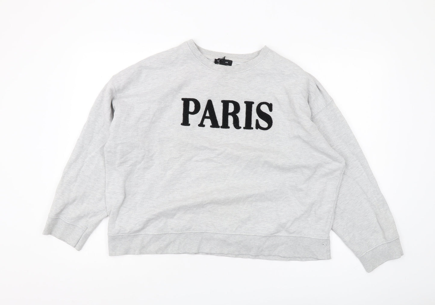 New Look Women's Grey Paris Pullover Sweatshirt L