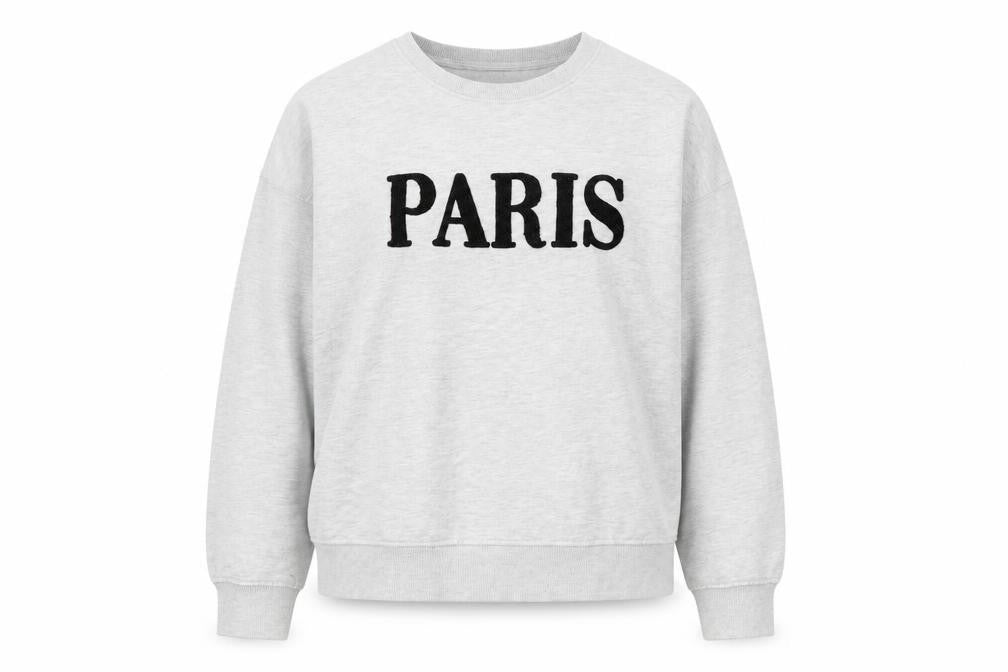New Look Women's Grey Paris Pullover Sweatshirt L