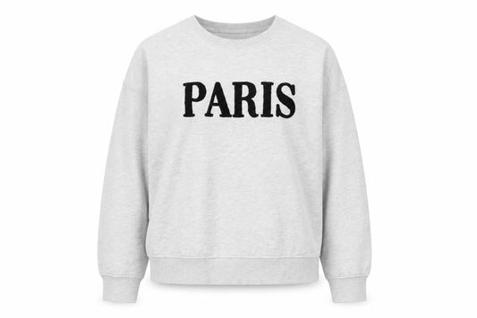 New Look Women's Grey Paris Pullover Sweatshirt L